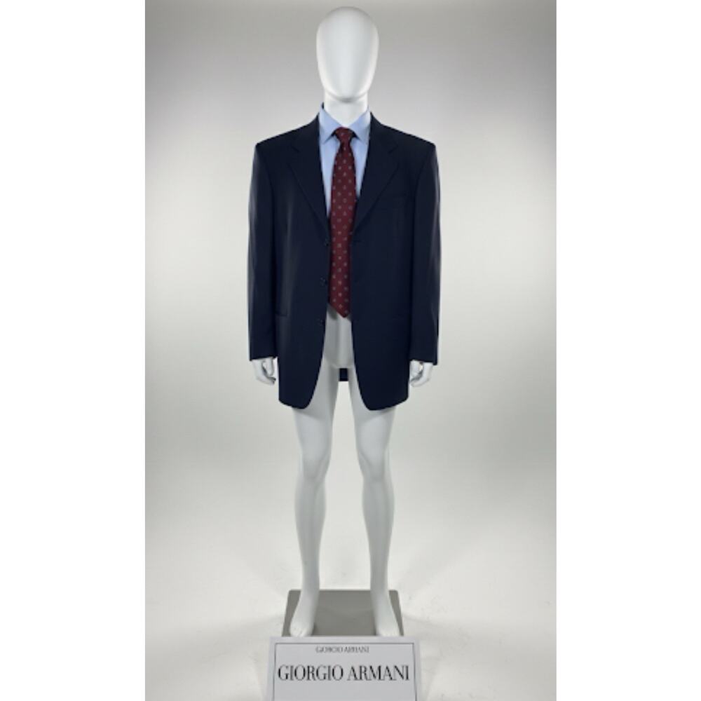 Men Giorgio Armani Sports Coat Blazer Black Size 44L 3‎ Button False Pockets